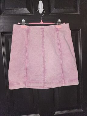 Free People Pink Washed Panel-Seam Mini Skirt
